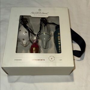 Hearth & Hand Magnolia Set of Four Stoneware Ornaments Rare - NEW